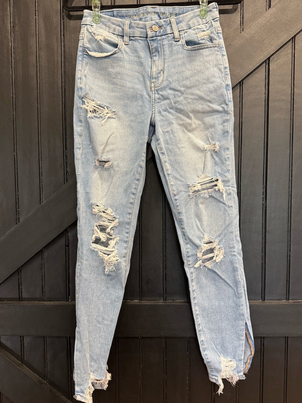 American Eagle Light Blue Distressed Skinny Jeans